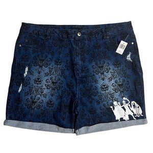 Haunted Mansion Denim Shorts Disney Parks Hitchhiking Ghosts Size XXL NWT